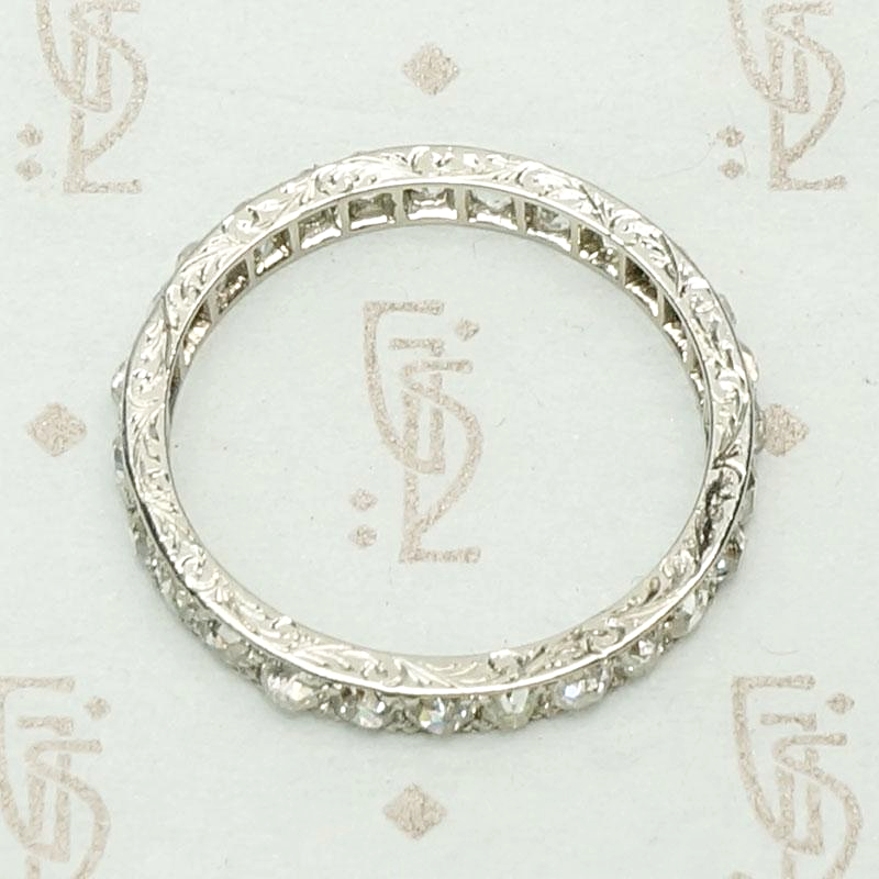 Elevated Old Mine Diamond Eternity Band in Platinum