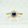 sapphire and diamond halo in 18k yellow gols circa 1950