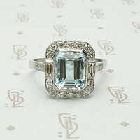 Architectural Aquamarine Art Deco Cocktail Ring