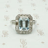 Architectural Aquamarine Art Deco Cocktail Ring