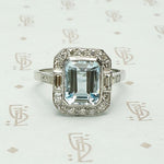 Architectural Aquamarine Art Deco Cocktail Ring