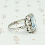Architectural Aquamarine Art Deco Cocktail Ring