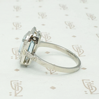 Architectural Aquamarine Art Deco Cocktail Ring