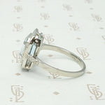 Architectural Aquamarine Art Deco Cocktail Ring