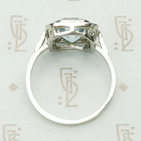 Architectural Aquamarine Art Deco Cocktail Ring