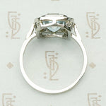 Architectural Aquamarine Art Deco Cocktail Ring