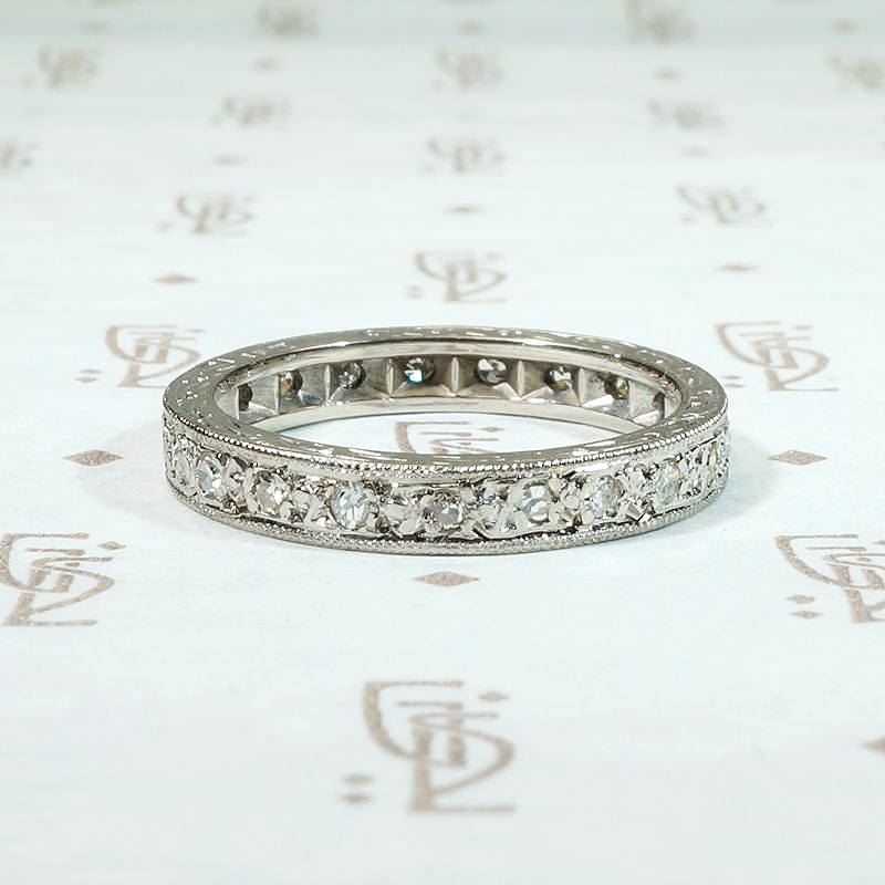 Delightful Engraved Deco Diamond Eternity Band