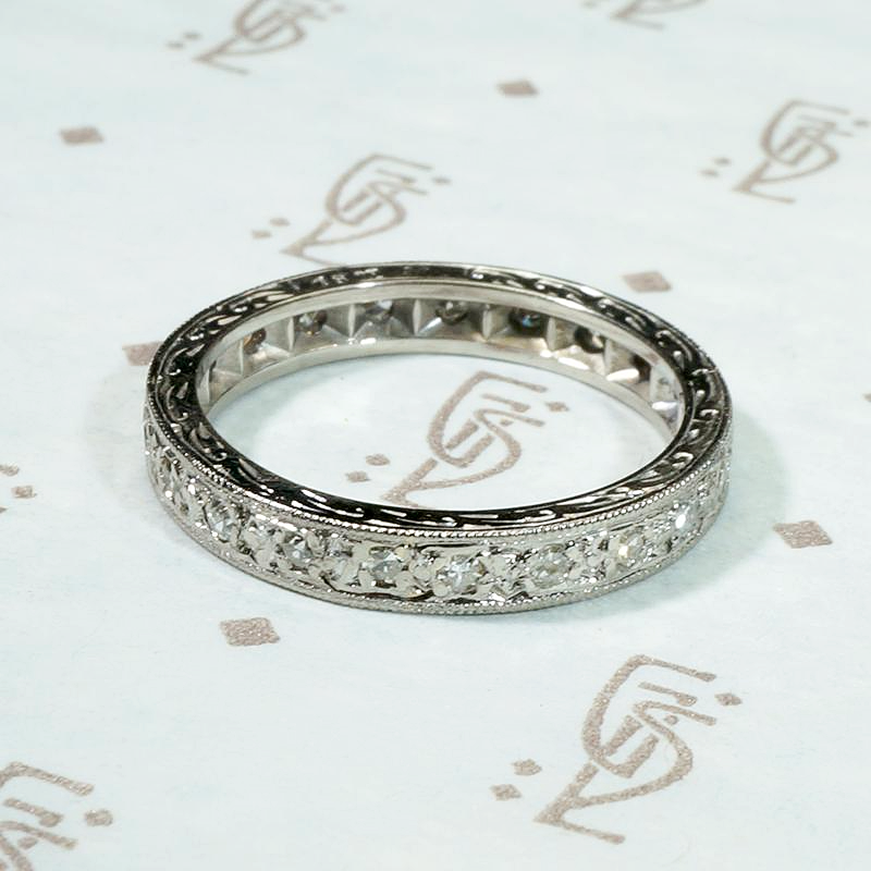 Delightful Engraved Deco Diamond Eternity Band