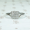 Sparkling Square Old Mine Cluster Ring in Platinum