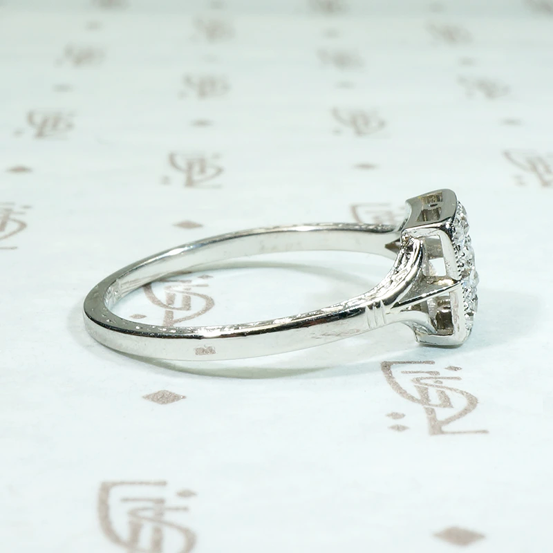 Sparkling Square Old Mine Cluster Ring in Platinum