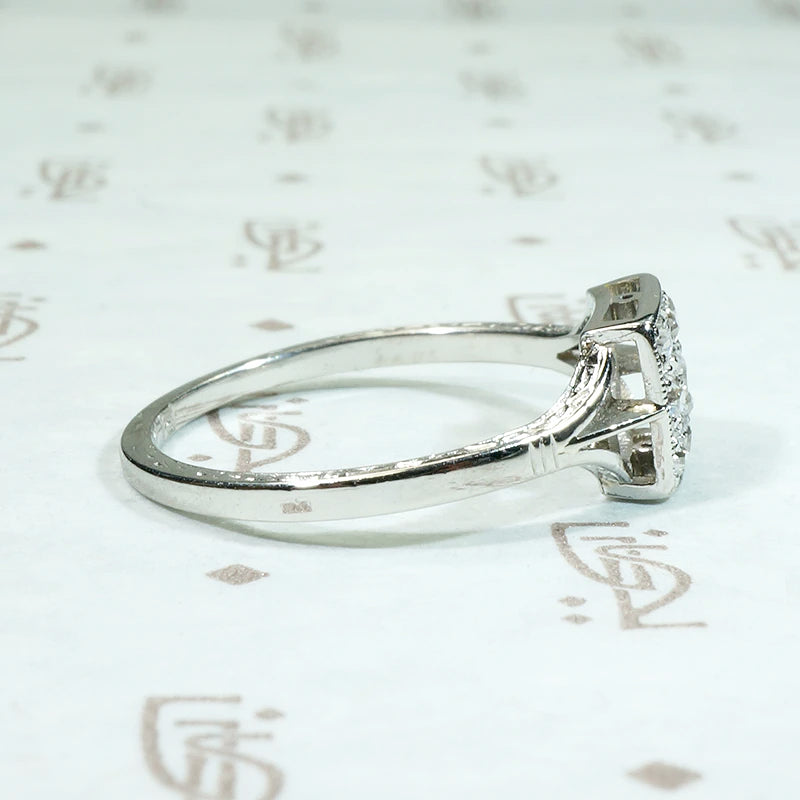 Sparkling Square Old Mine Cluster Ring in Platinum