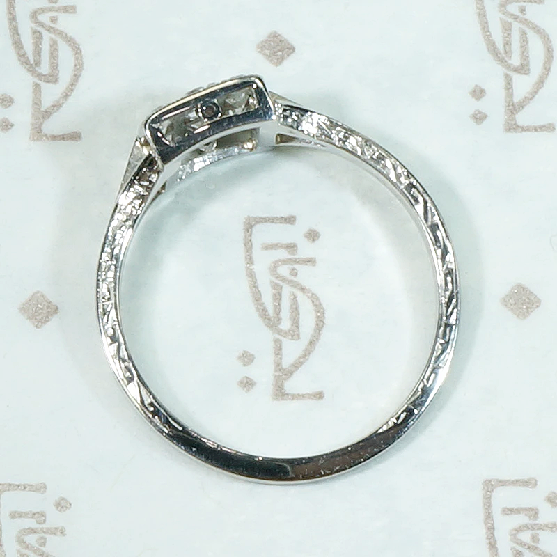 Sparkling Square Old Mine Cluster Ring in Platinum
