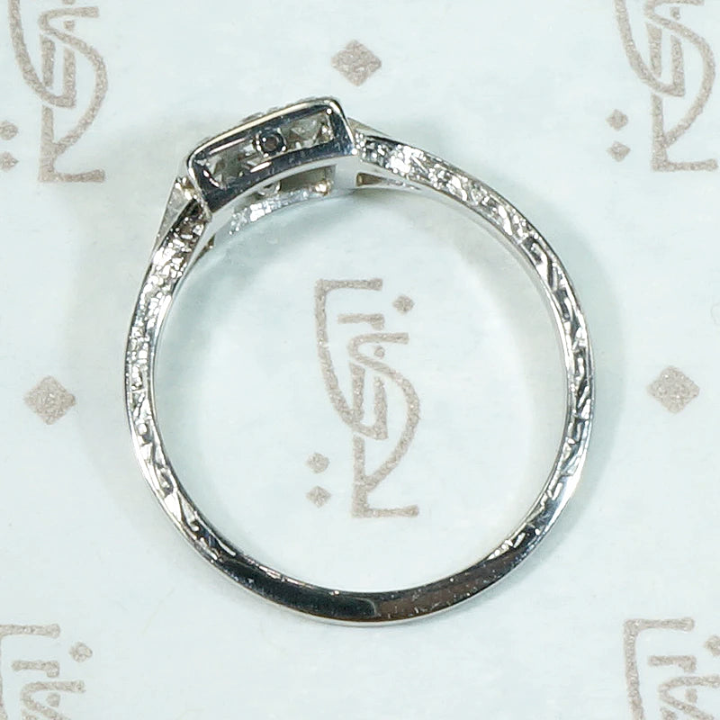 Sparkling Square Old Mine Cluster Ring in Platinum