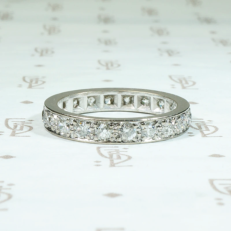 Platinum 1950s Eternity Band with Old Mine Diamonds