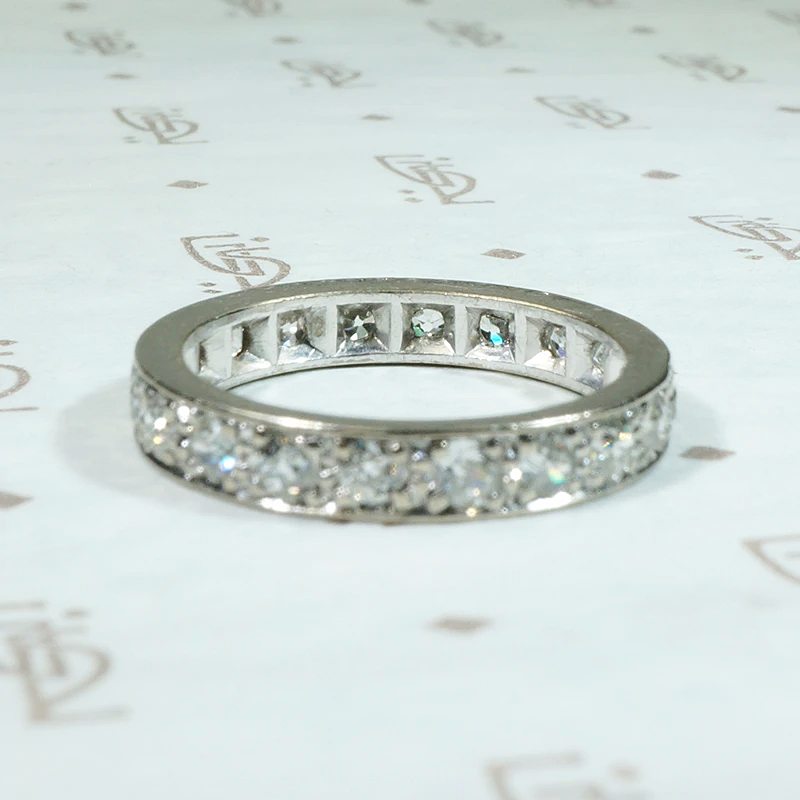 Platinum 1950s Eternity Band with Old Mine Diamonds