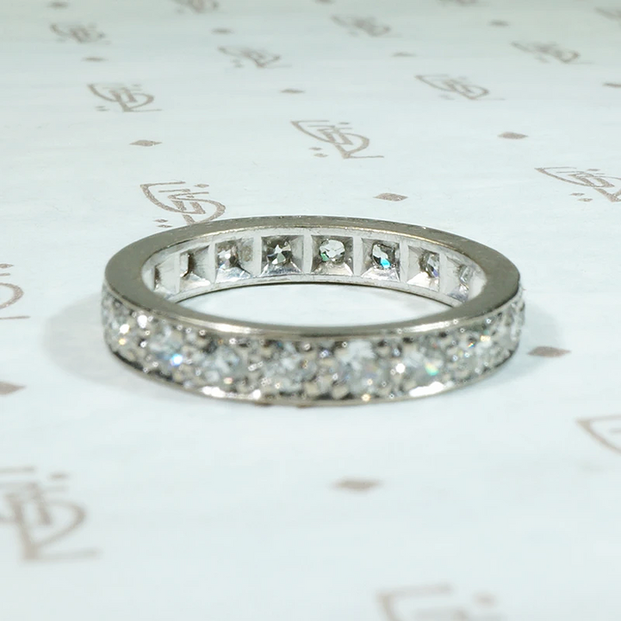 Platinum 1950s Eternity Band with Old Mine Diamonds