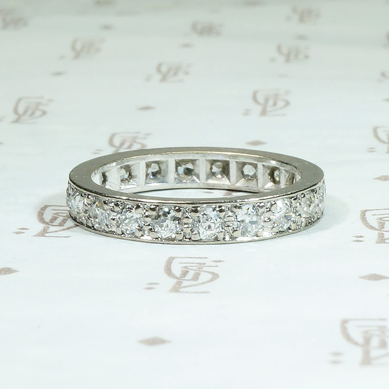 Platinum 1950s Eternity Band with Old Mine Diamonds