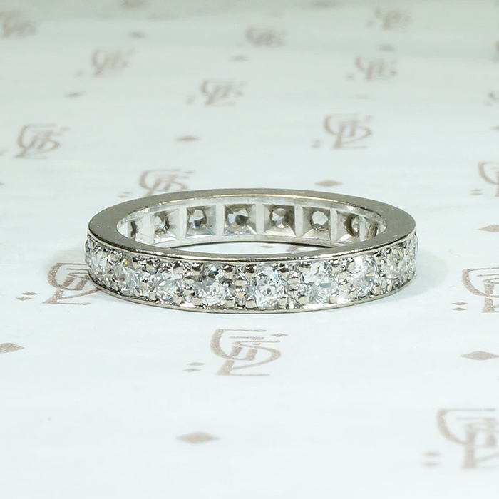 Platinum 1950s Eternity Band with Old Mine Diamonds