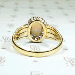 Colorful Opal in Old Mine Cut Diamond Halo Ring