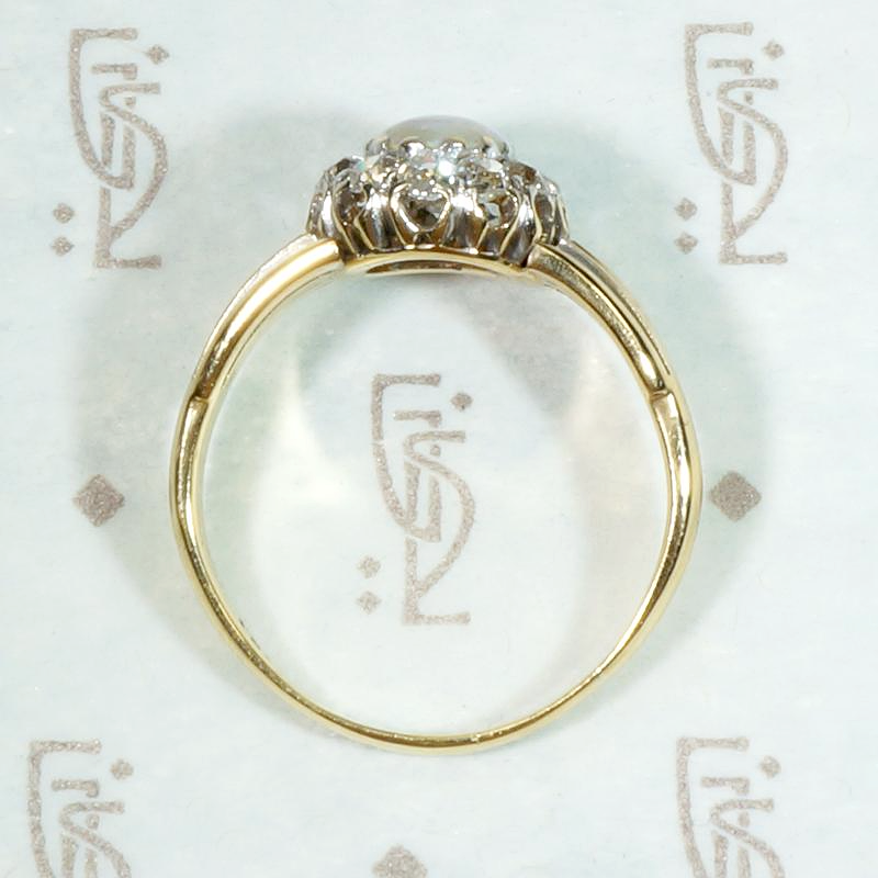 Colorful Opal in Old Mine Cut Diamond Halo Ring