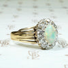Colorful Opal in Old Mine Cut Diamond Halo Ring