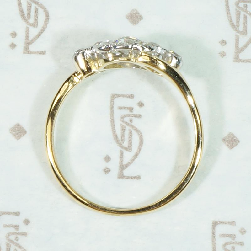 Old Mine Diamond Cluster in Platinum on 18ct Ring