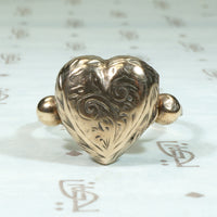 Engraved 9ct Gold Heart Locket Ring