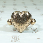 Engraved 9ct Gold Heart Locket Ring