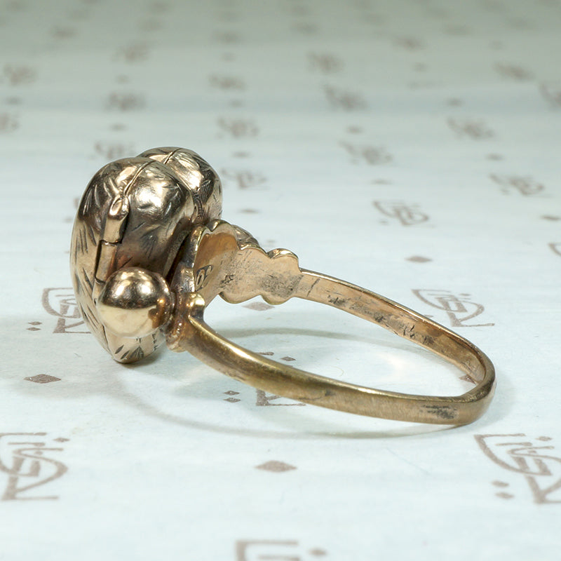 Engraved 9ct Gold Heart Locket Ring