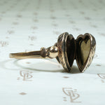 Engraved 9ct Gold Heart Locket Ring