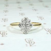 Flowery Wind Rose Edwardian Diamond Cluster Ring