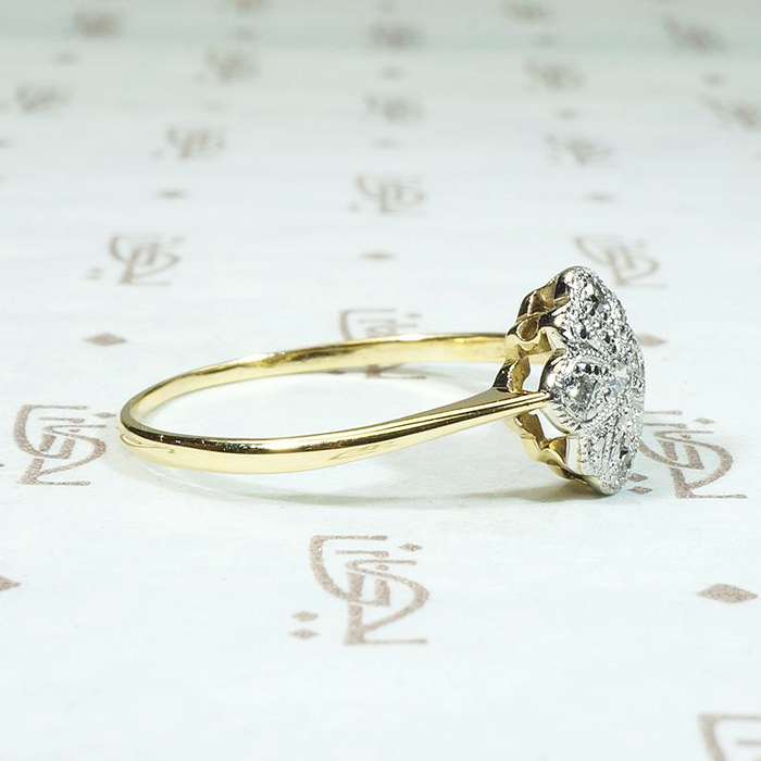 Flowery Wind Rose Edwardian Diamond Cluster Ring