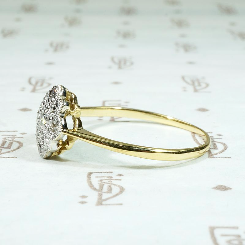 Flowery Wind Rose Edwardian Diamond Cluster Ring