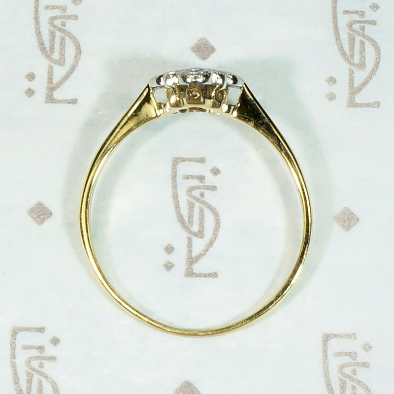 Flowery Wind Rose Edwardian Diamond Cluster Ring