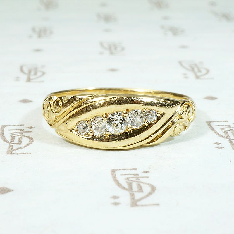 Victorian Gold Band with Jaunty Diamond Flourish