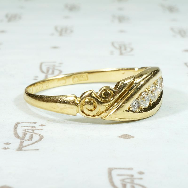 Victorian Gold Band with Jaunty Diamond Flourish
