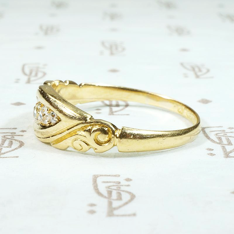 Victorian Gold Band with Jaunty Diamond Flourish