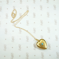 Luxe 15ct Gold & Turquoise English Heart Locket c.1901