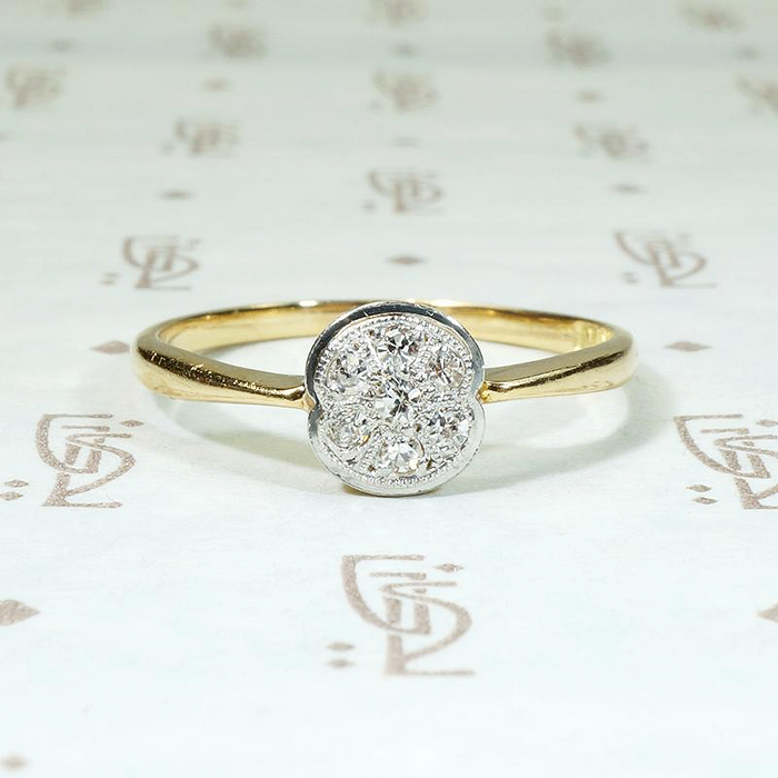 Delicate & Refined Edwardian Diamond Cluster Engagement Ring