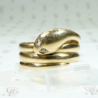 Sinuous Serpent 18ct Gold Band with Diamond Eyes