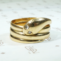 Sinuous Serpent 18ct Gold Band with Diamond Eyes