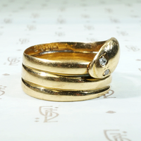 Sinuous Serpent 18ct Gold Band with Diamond Eyes