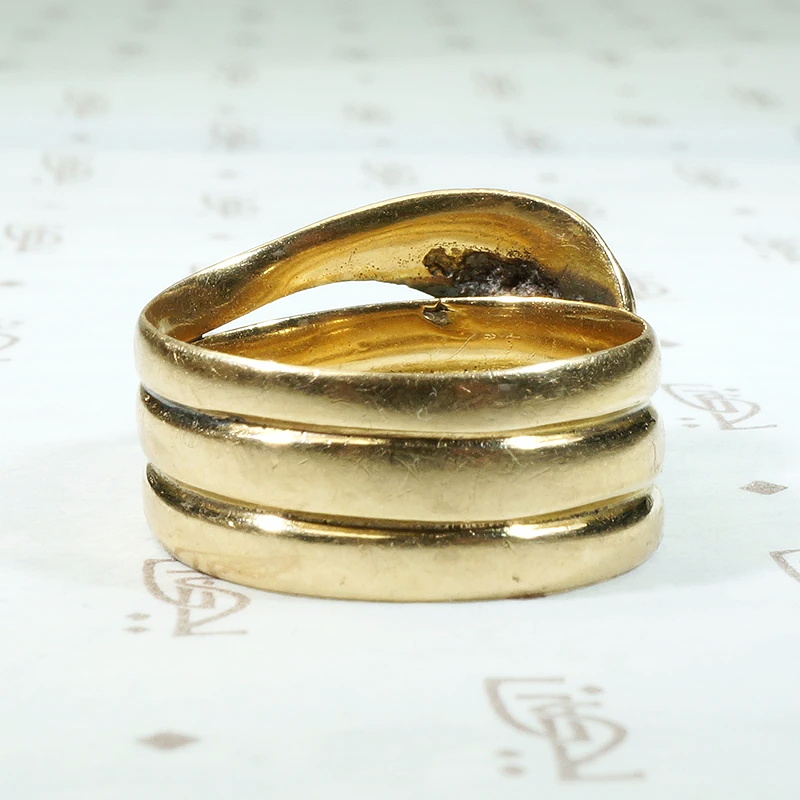 Sinuous Serpent 18ct Gold Band with Diamond Eyes