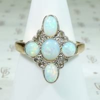 Gorgeous Antique Opal & Rose Cut Diamond Ring