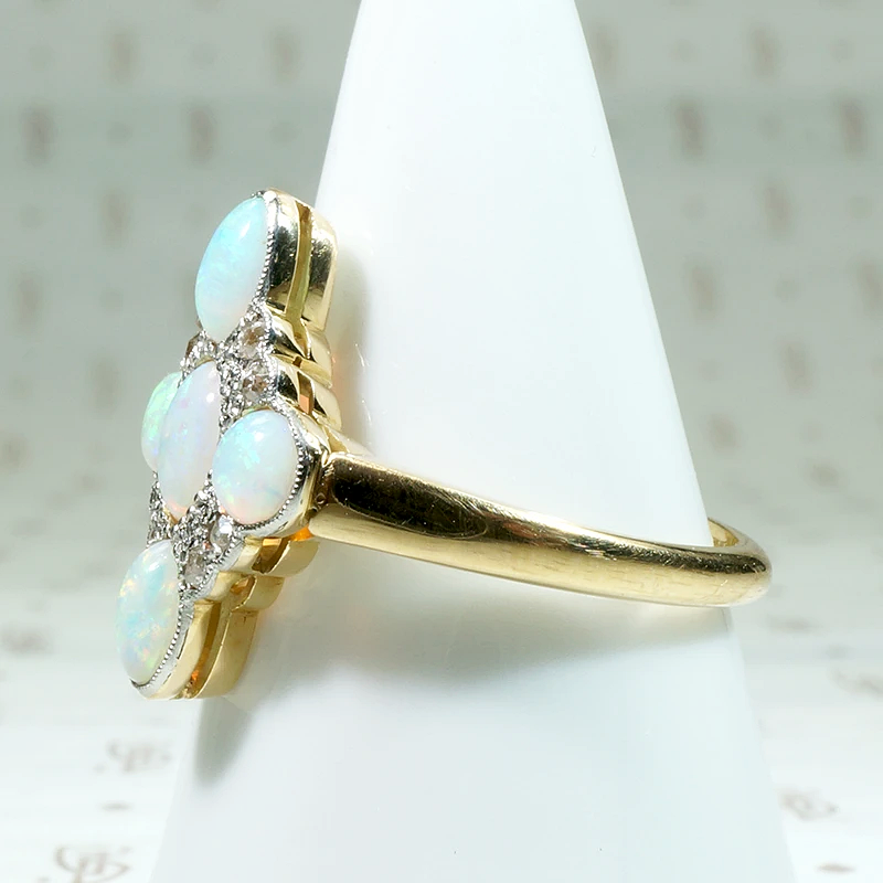 Gorgeous Antique Opal & Rose Cut Diamond Ring