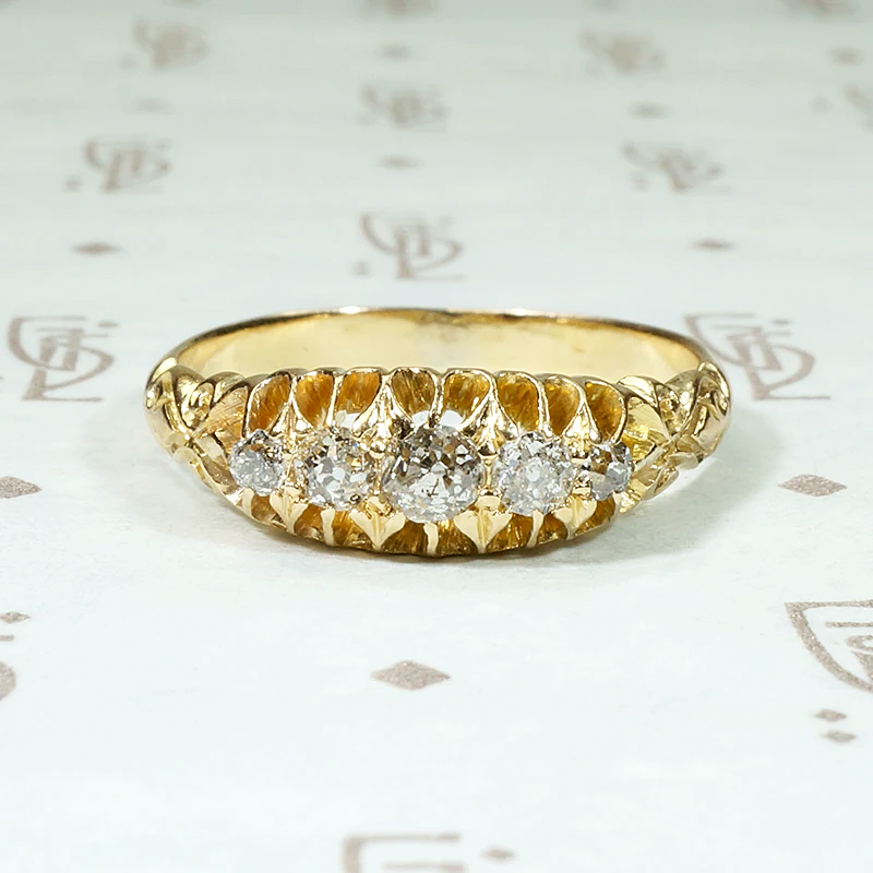 Sculpted 18ct Gold & Old Mine Diamond Belcher Band