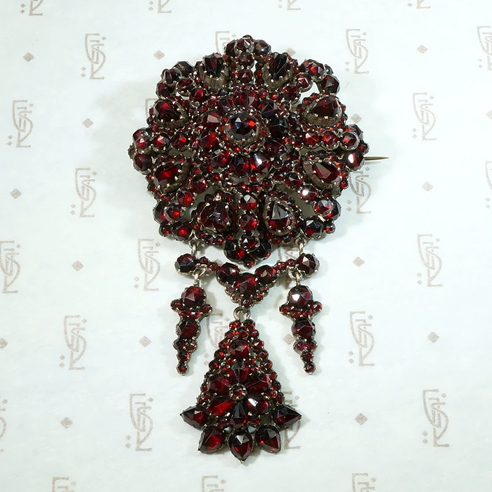 Bountiful Bohemian Garnet Articulated Brooch