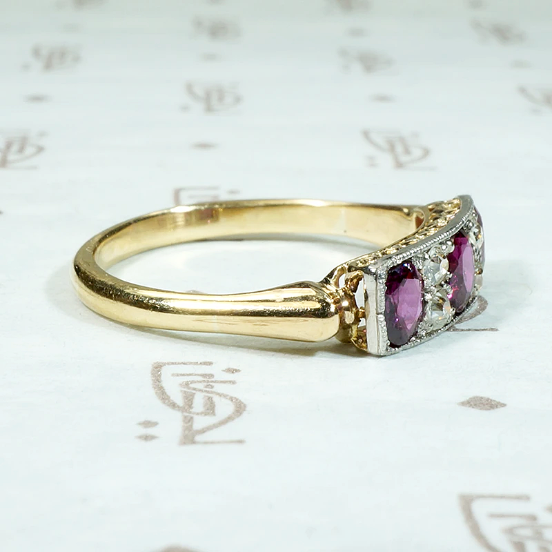 Gorgeous Edwardian Ruby & Diamond Band
