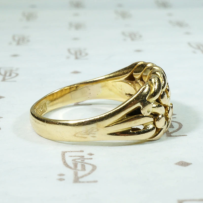 Plaited 18ct Gold Keeper Ring with Ball Details