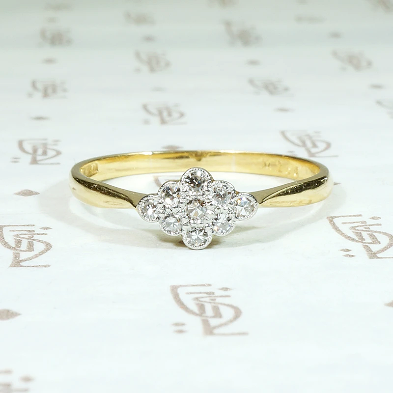 Petite Navette Diamond Cluster Engagement Ring